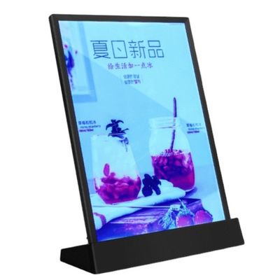 jakość  A4 Size LED Menu Stand Countertop Acrylic Holder Display With 7 Colors fabryka