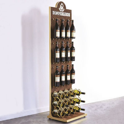 Dostosowany dwustronny wolnostojący stojak na wino Drewniany stojak Demontowalny stojak na wino Drewno do pubu